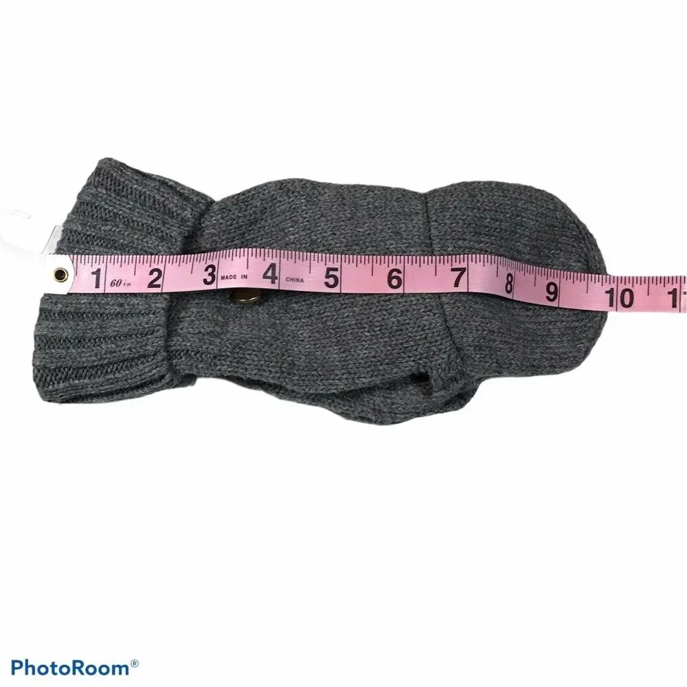 A New Day Womens One Size Mittens Convertible Fingerless Knit Grey New With Tags